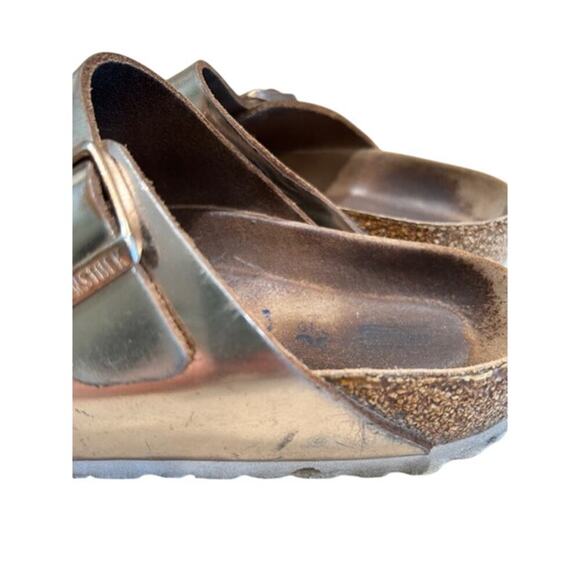 Birkenstock Arizona Sandals Metallic Silver 36 EU / 5-5.5 US  Soft Footbed, Worn - Picture 5 of 11